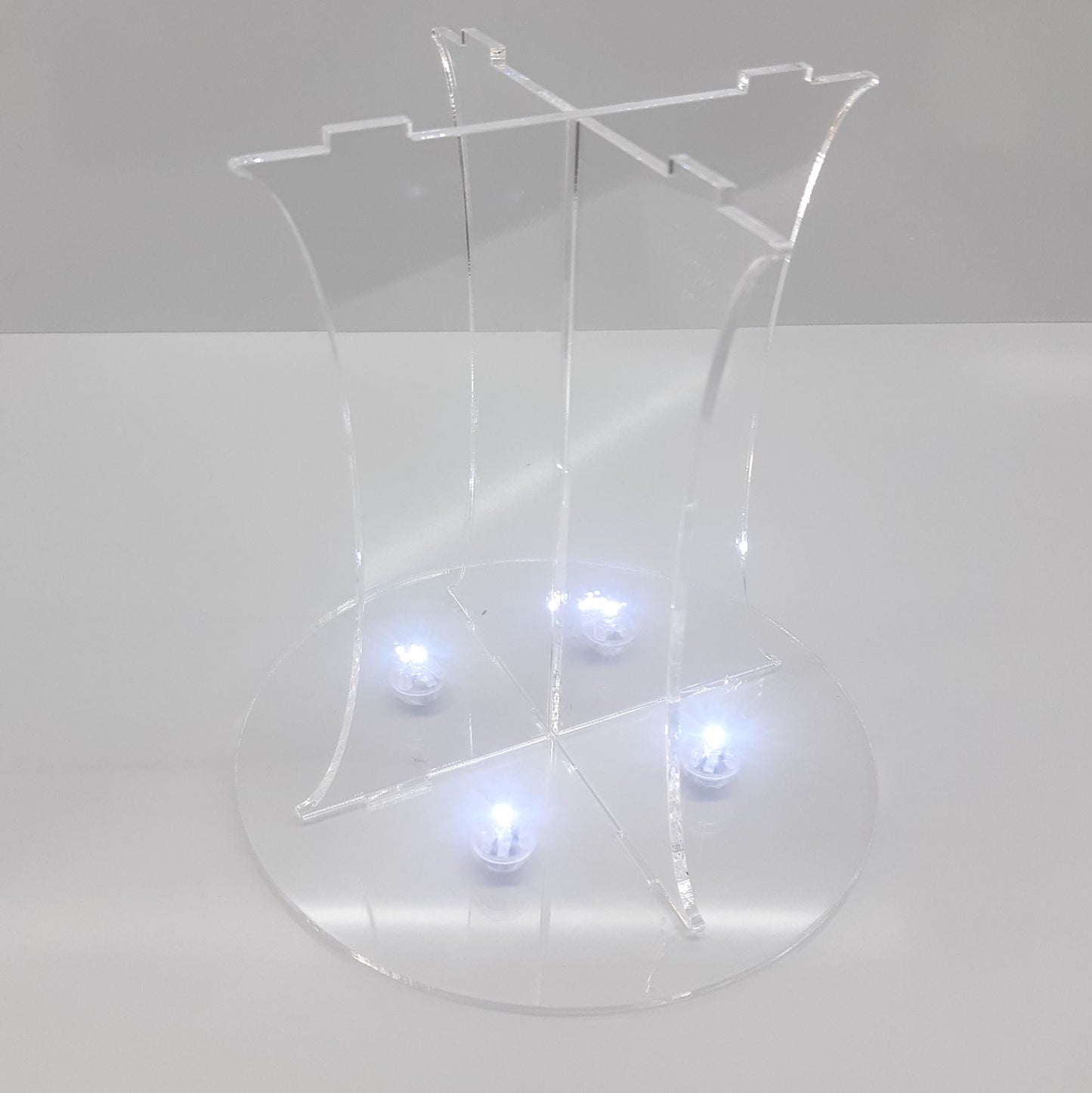 Crystal Style Acrylic Cake Separator Stand Kit with LED Lights and Crystals - Round