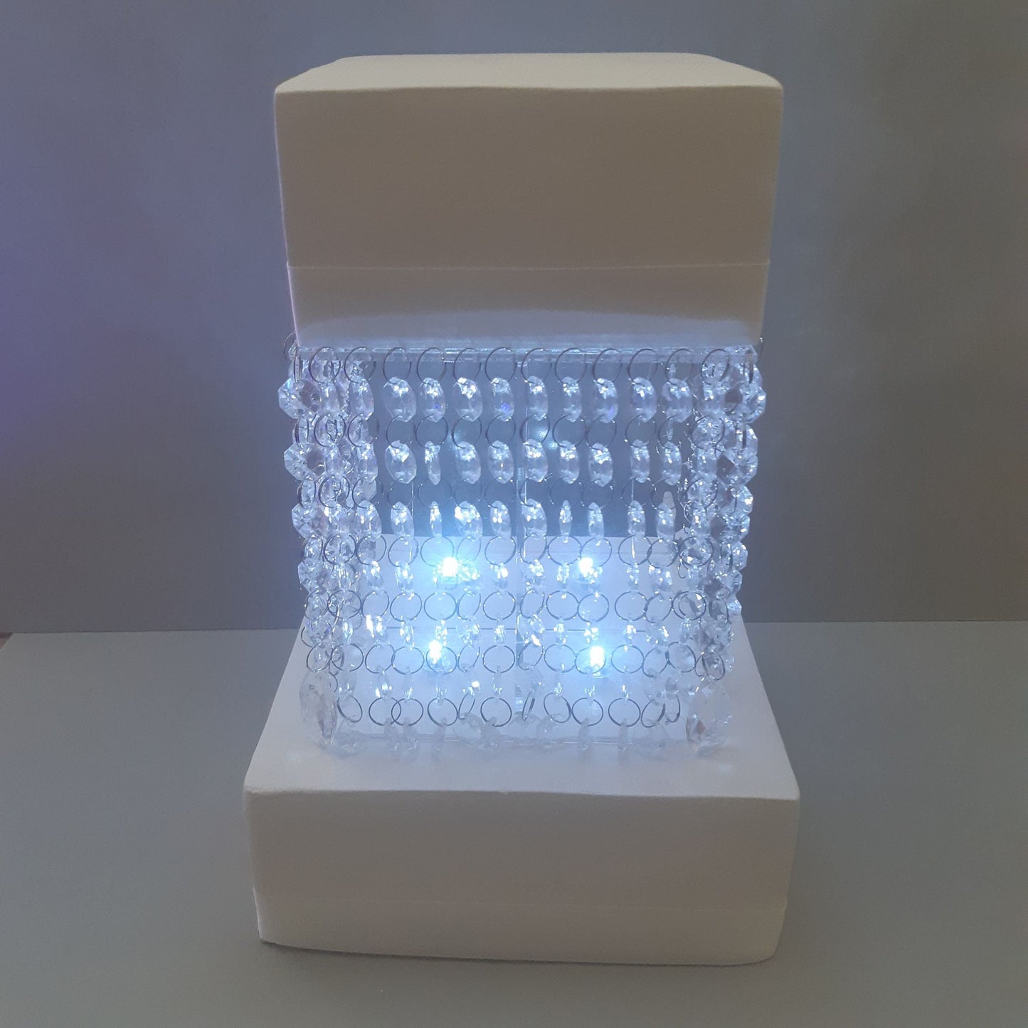 Crystal Style Acrylic Cake Separator Stand Kit with LED Lights and Crystals - Square