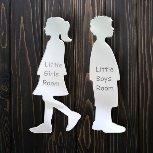 Little Boy & Little Girl Sign - Engraved - Mirrored