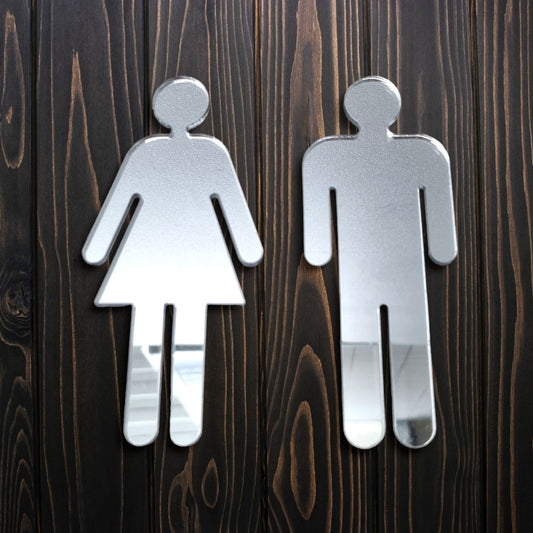 Male & Female Toilet Sign - Square - Mirrored