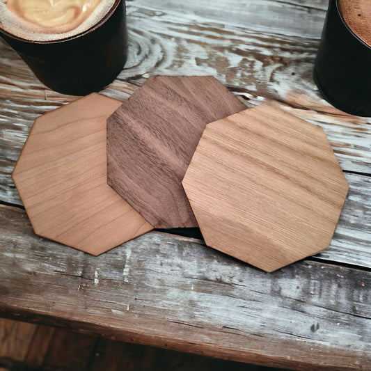 Octagon Wooden Finish Coasters