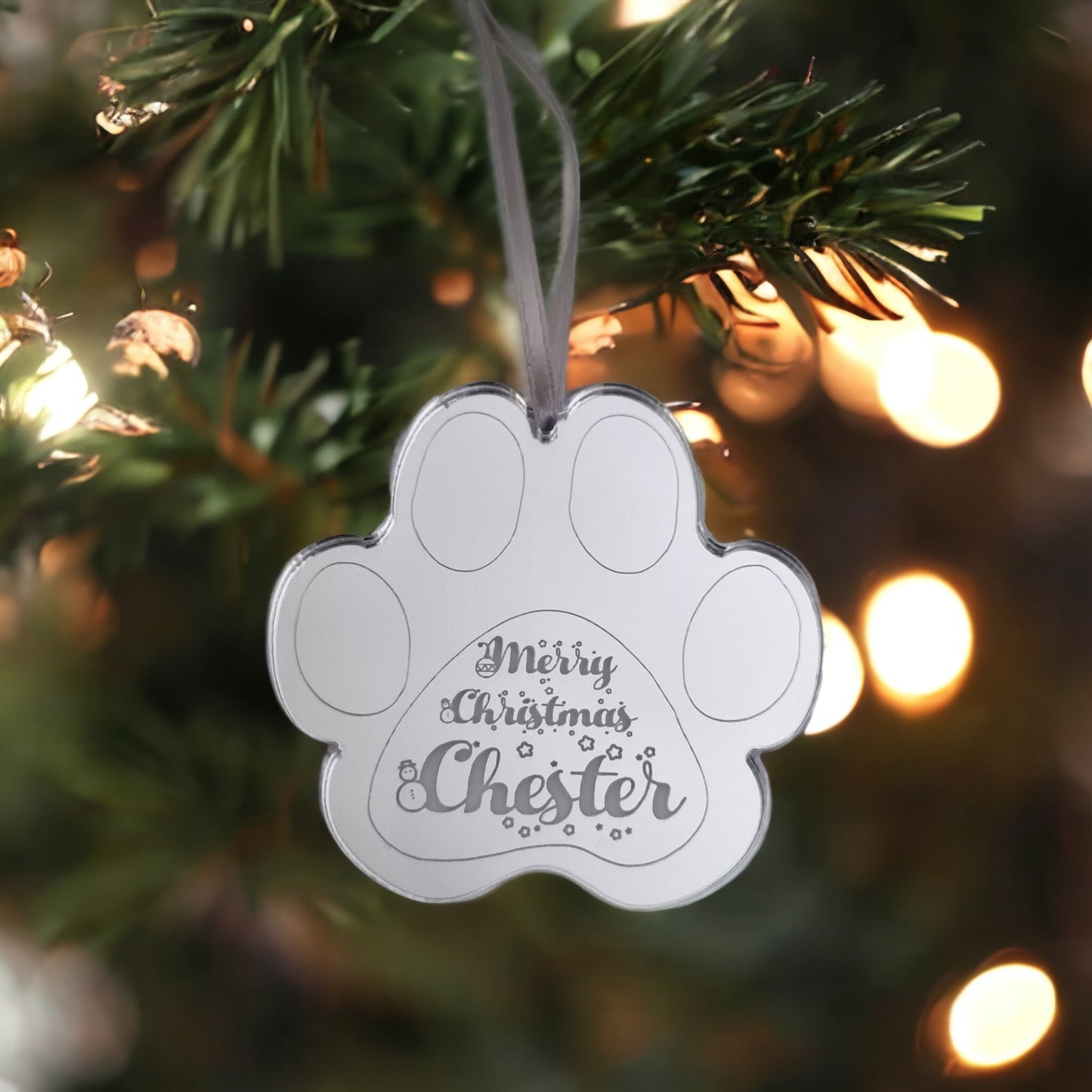 Dog Paw Engraved Christmas Tree Decorations