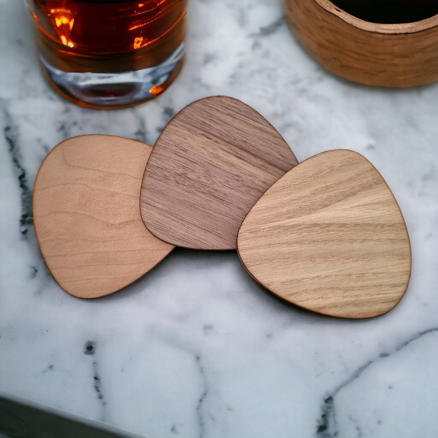 Pebble Wooden Finish Coasters