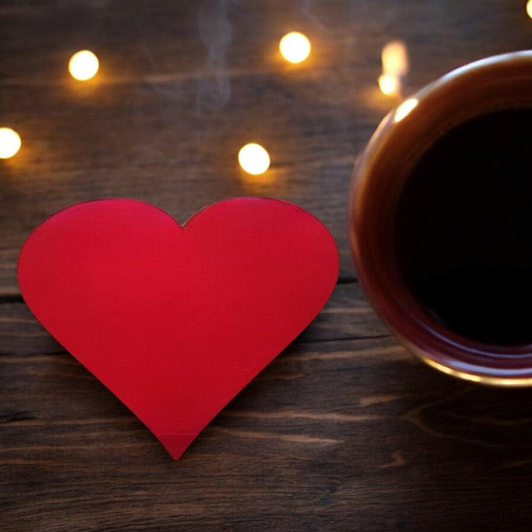 Heart Shaped Coasters in Mirrored Colours