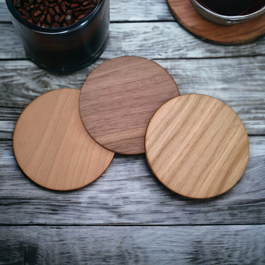 Round Wooden Finish Coasters