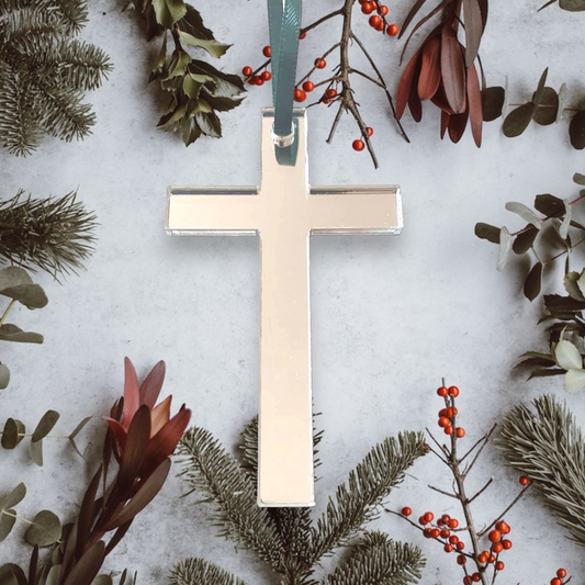 Décorations de sapin de Noël en forme de croix en miroir