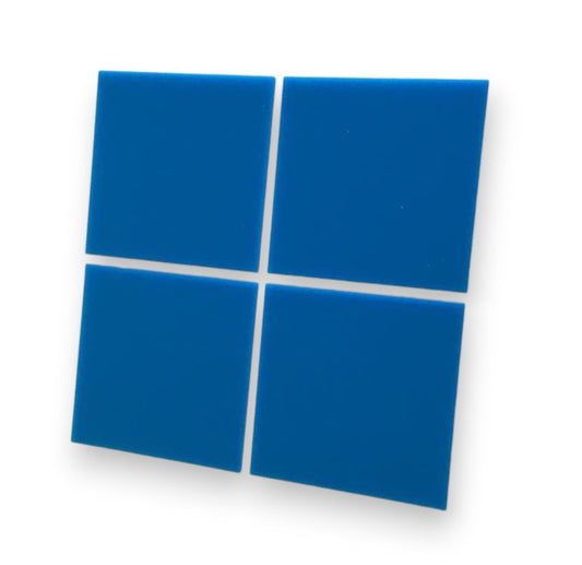 Four bright blue square tiles arranged in a 2x2 grid with white spacing.