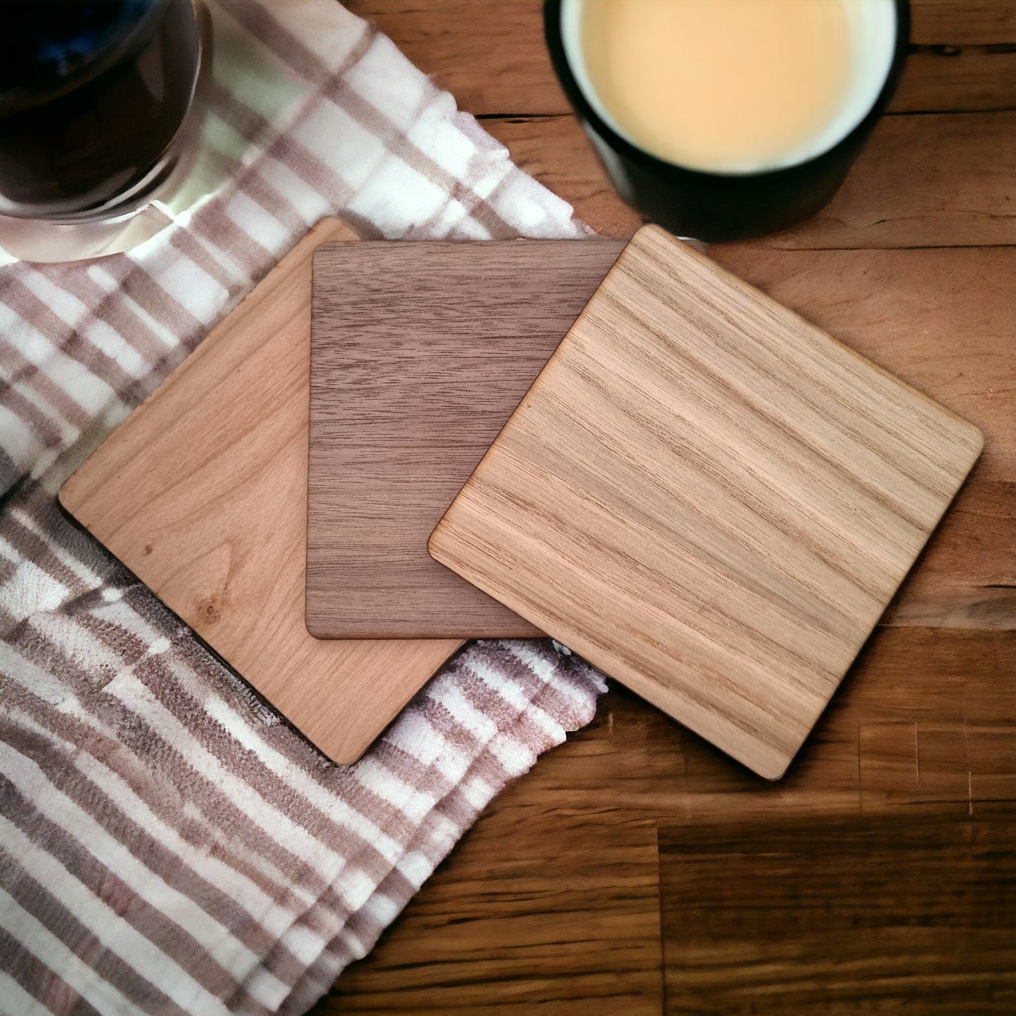 Square Placemats & Coasters - Wooden Colours