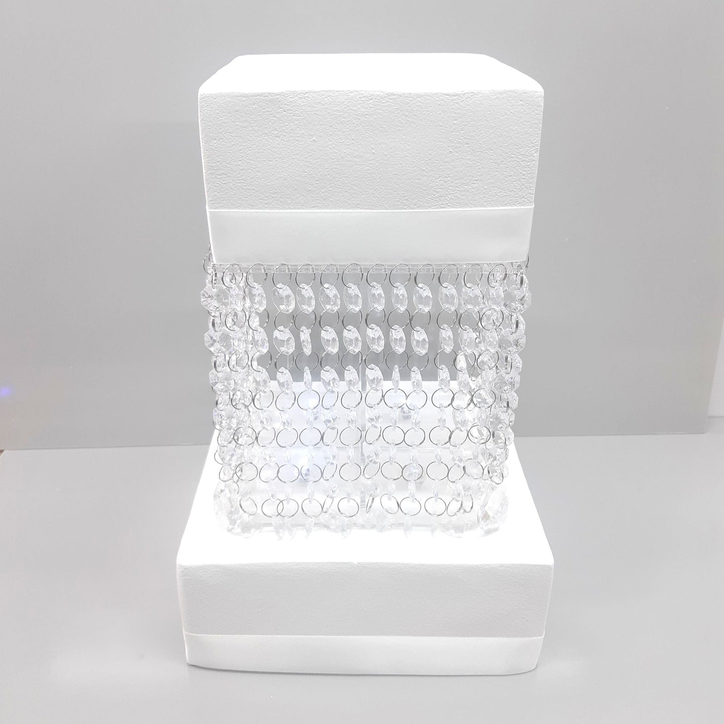 Crystal Style Acrylic Cake Separator Stand Kit with LED Lights and Crystals - Square