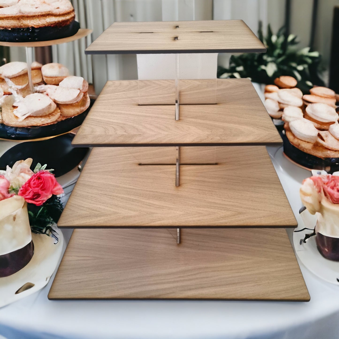 Round or Square Wooden Wedding & Party Cake Stands - Bespoke Sizes Made