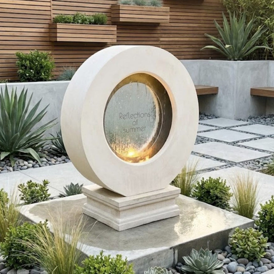 Round Garden Water Feature Mirrors
