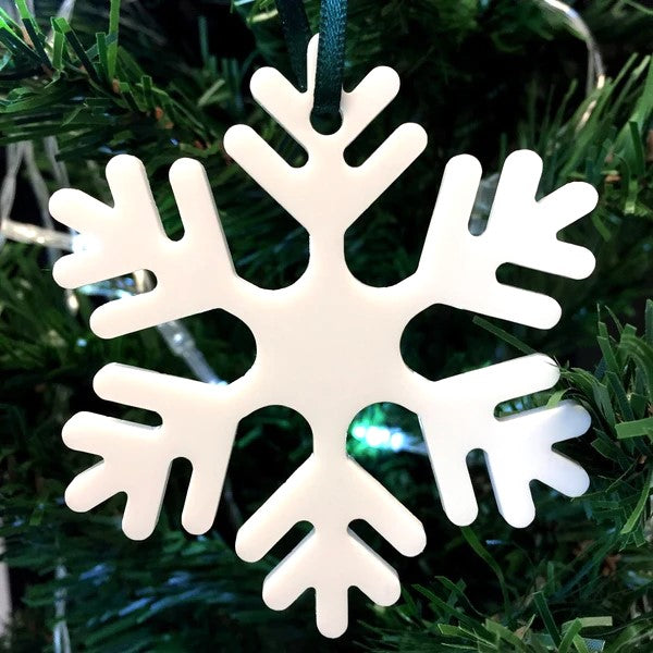 Icy Snowflake Christmas Tree Decorations Many Colours, Packs of 10