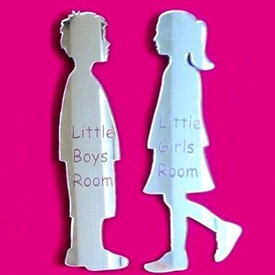 Engraved Little Boy & Little Girl Toilet Door Sign