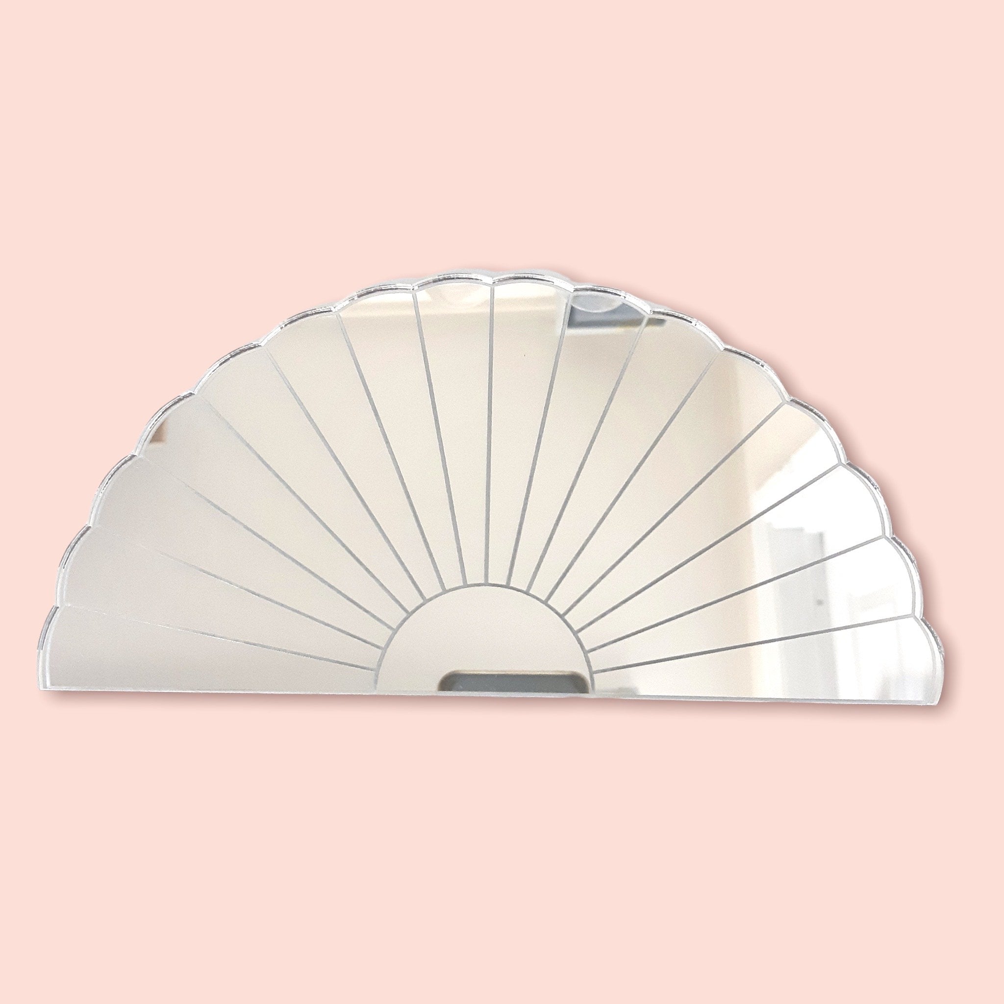Art Deco Fan Shaped Mirrors with White Backing & Hooks
