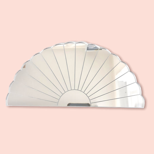 Art Deco Fan Shaped Mirrors with White Backing & Hooks
