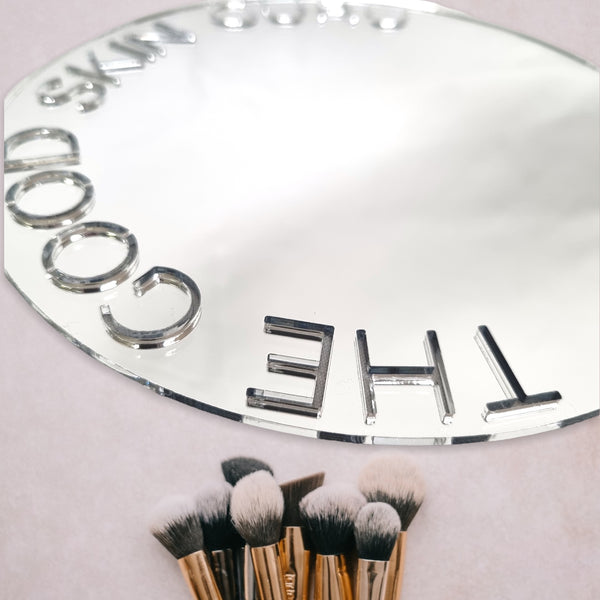 Round Bespoke Cut out Names Shaped Mirrors with White Backing & Hooks