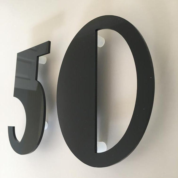Black Gloss, Floating Finish, House Numbers - Art Deco
