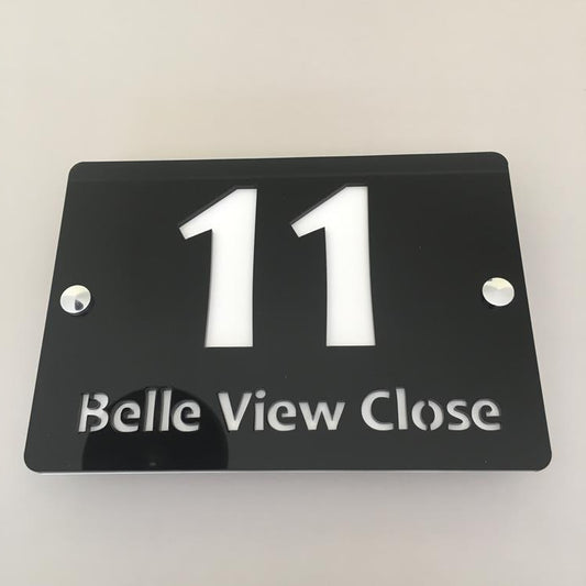 Plaques de maison rectangulaires avec nom et numéro