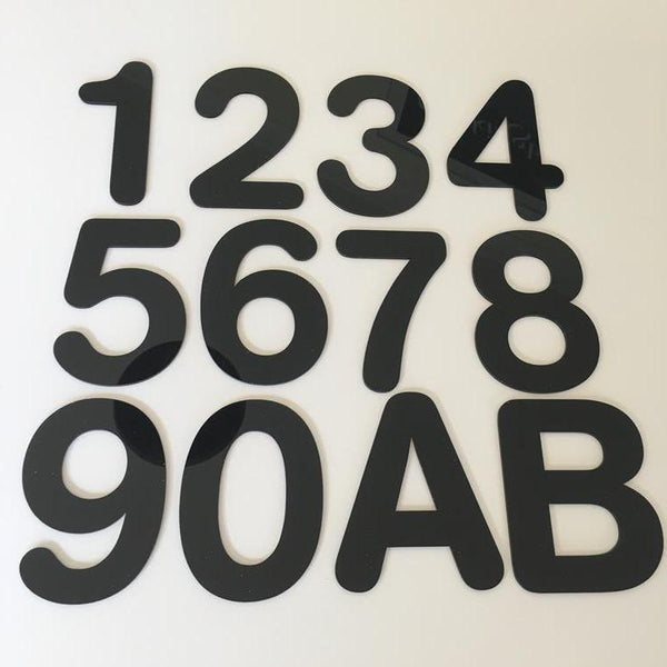 Black Gloss, Floating Finish, House Numbers - Rounded