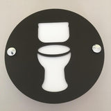 Round Toilet Sign - Black & White Gloss Finish