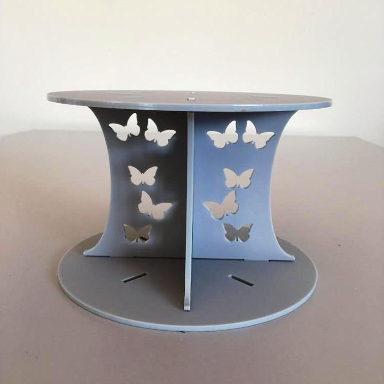 Butterfly Design Round Wedding/Party Cake Separator - Light Grey