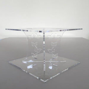 Butterfly Square Wedding/Party Cake Separator - Clear