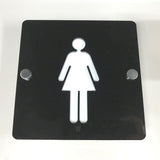 Square Female Toilet Sign - Black & White Gloss Finish