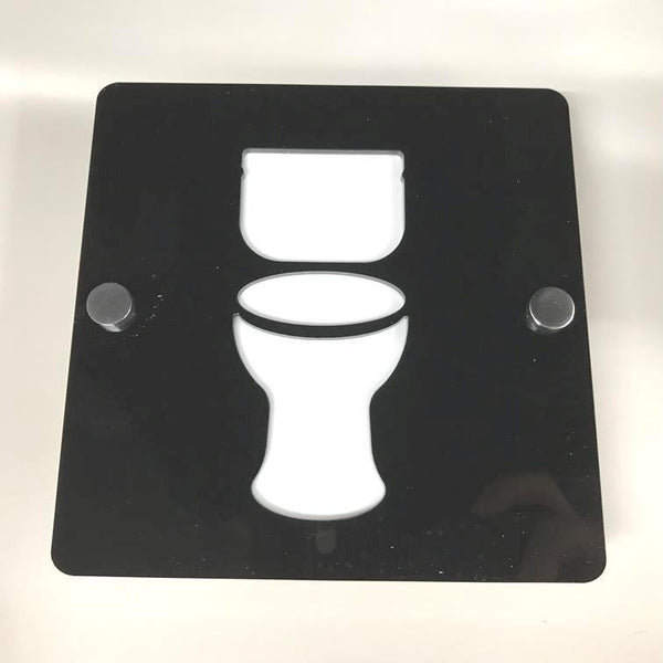 Square Toilet Sign - Black & White Gloss Finish