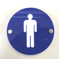 Round Male Toilet Sign - Blue & White Gloss Finish