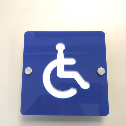 Square Disabled Toilet Sign - Blue & White Finish