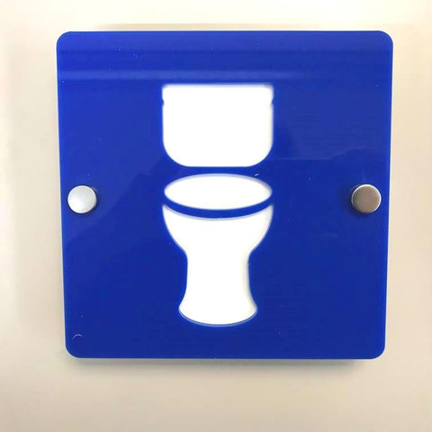 Square Toilet Sign - Blue & White Gloss Finish