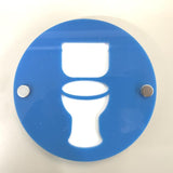 Round Toilet Sign - Bright Blue & White Gloss Finish