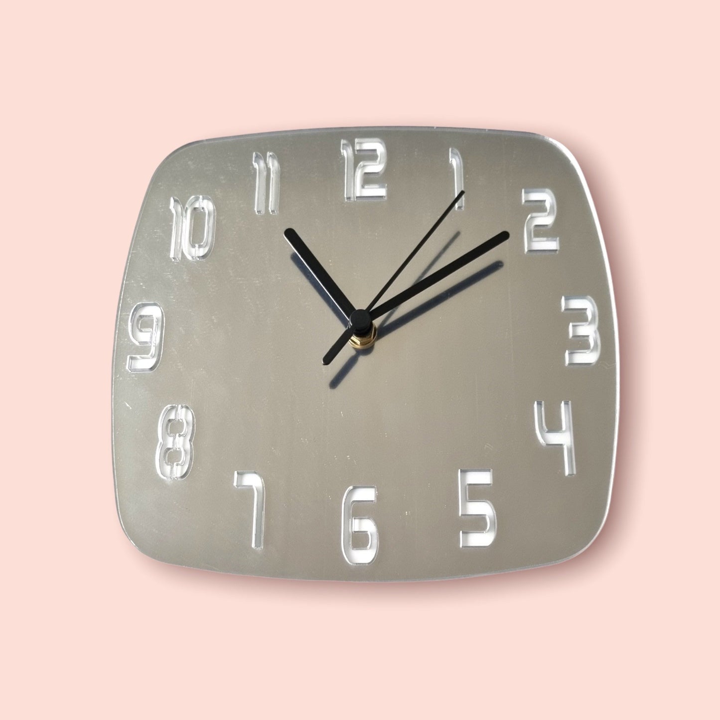 Contemporary Numbered Square Shaped Two Colour Clocks - Many Colour Choices