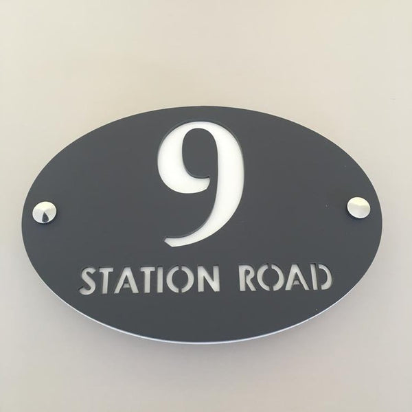 Oval Shaped Number and Name House Signs