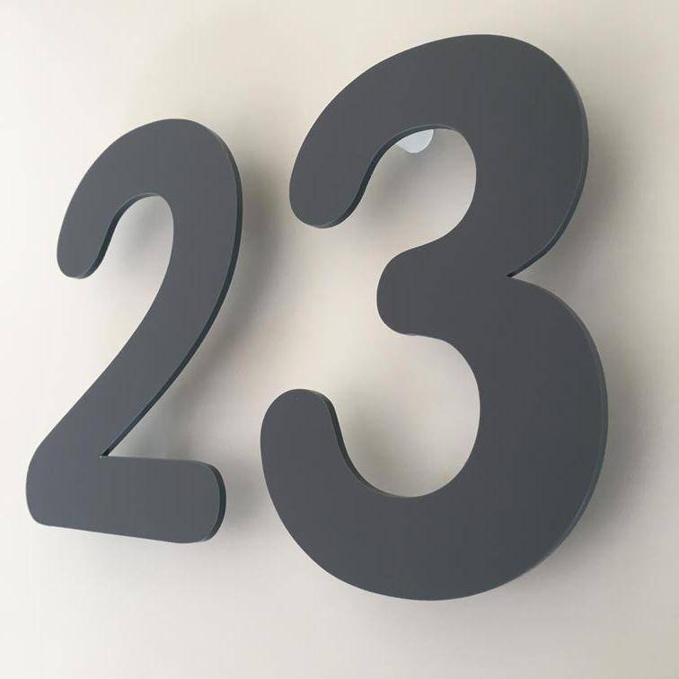 Graphite Matt, Floating Finish, House Numbers - Rounded