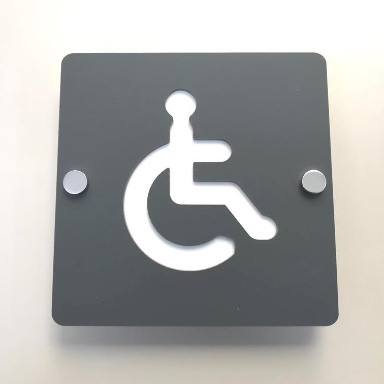 Square Disabled Toilet Sign - Graphite Grey & White Finish
