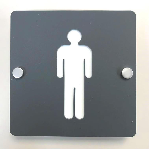 Square Male Toilet Sign - Graphite Grey & White Finish