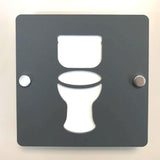 Square Toilet Sign - Graphite Grey & White Finish