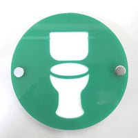Round Toilet Sign - Green & White Gloss Finish