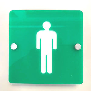 Square Male Toilet Sign - Green & White Finish
