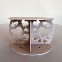 Heart Design Round Wedding/Party Cake Separator - Latte