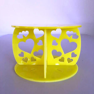 Heart Design Round Wedding/Party Cake Separator - Yellow