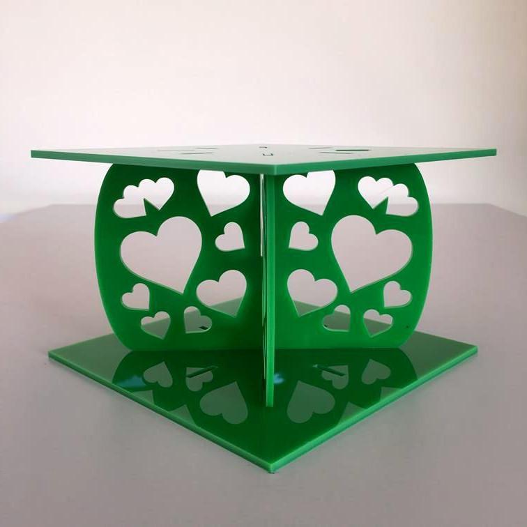 Heart Design Square Wedding/Party Cake Separator - Bright Green