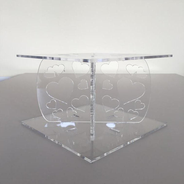 Heart Design Square Wedding/Party Cake Separator - Clear