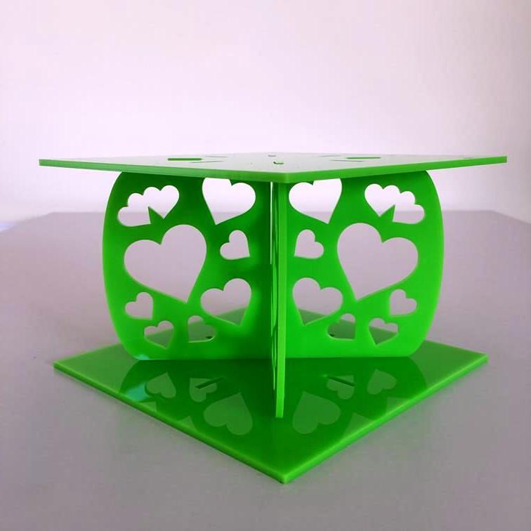 Heart Design Square Wedding/Party Cake Separator - Lime Green