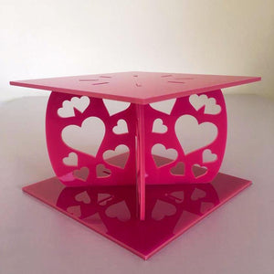 Heart Design Square Wedding/Party Cake Separator - Pink