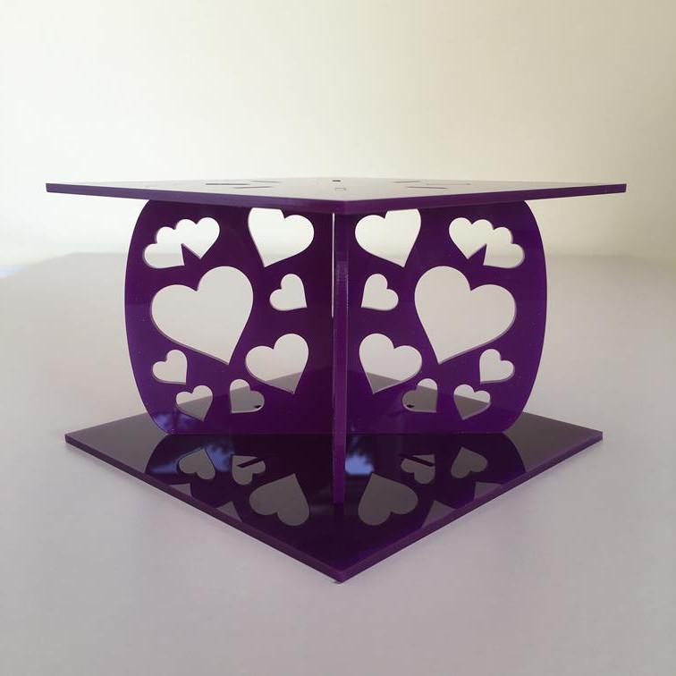 Heart Design Square Wedding/Party Cake Separator - Purple