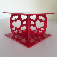 Heart Design Square Wedding/Party Cake Separator - Red