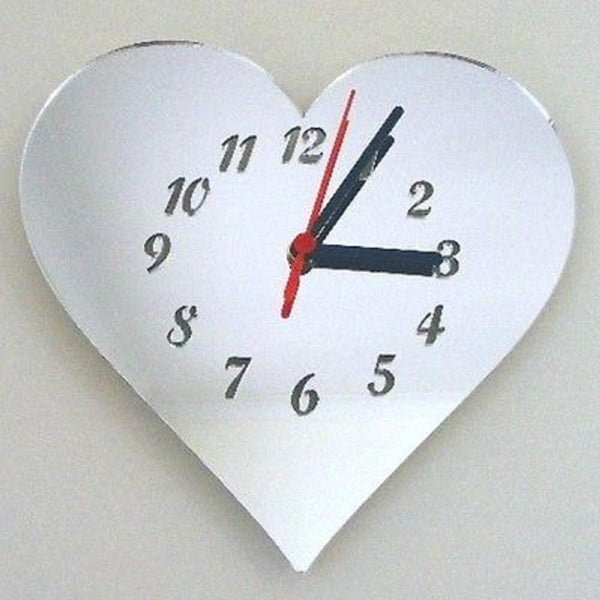 Heart Shaped Clocks - Many Colour Choices