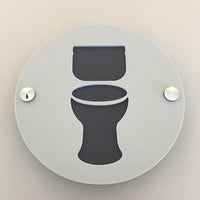 Round Toilet Sign - Light Grey & Graphite Mat Finish